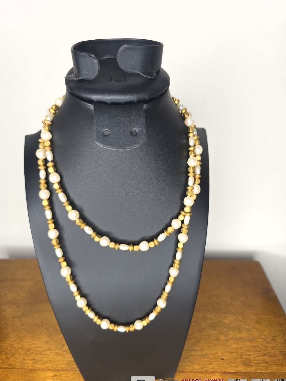 80's 90's Vintage Anne Klein Goldtone and Faux Pearl 38" Necklace NWT
